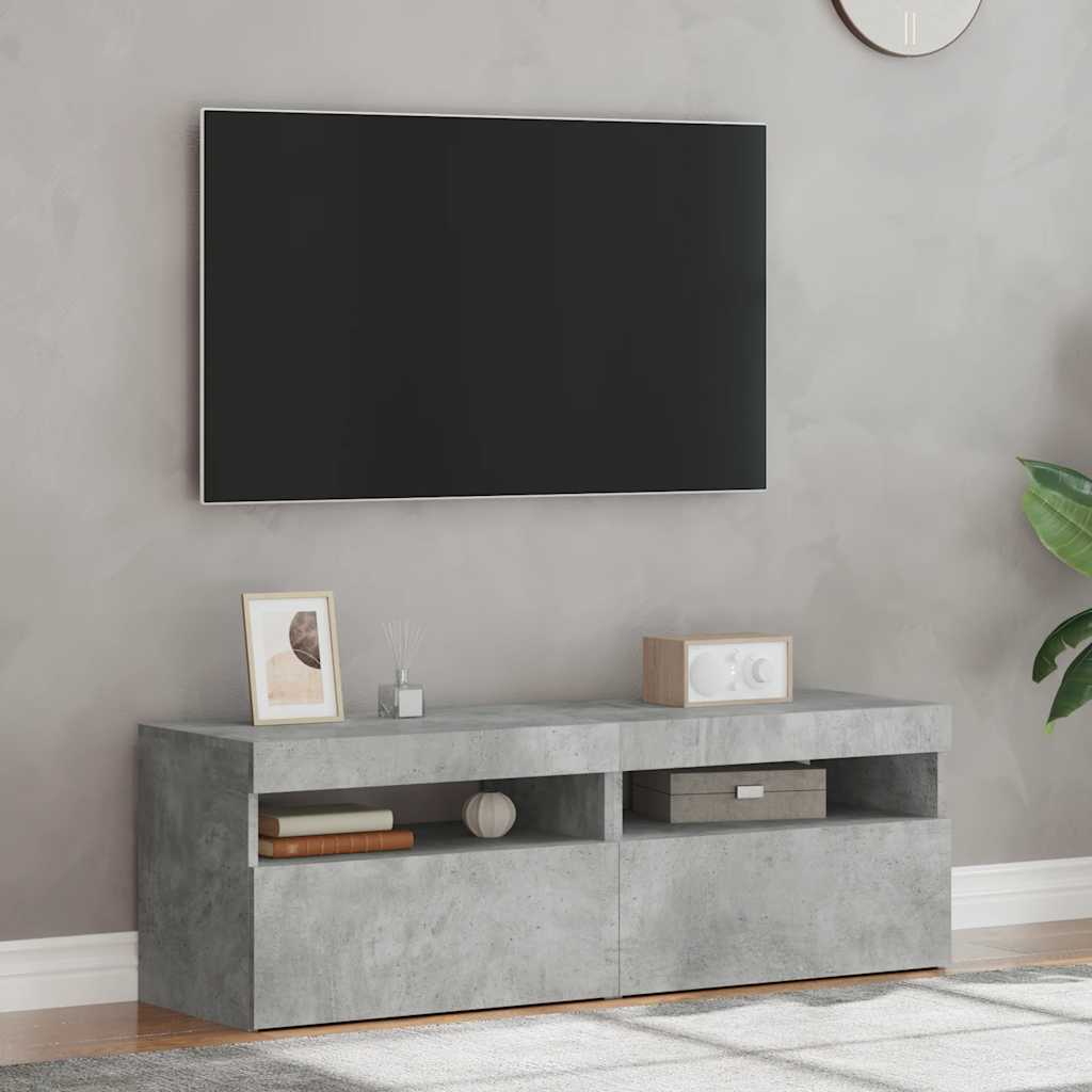 Móveis de TV com luzes LED 2 pcs 60x35x40 cm cinzento cimento