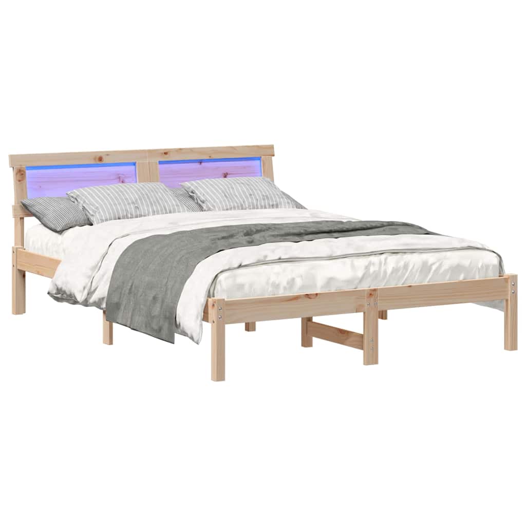 Estrutura da cama com cabeceira castanho 140 x 190 cm
