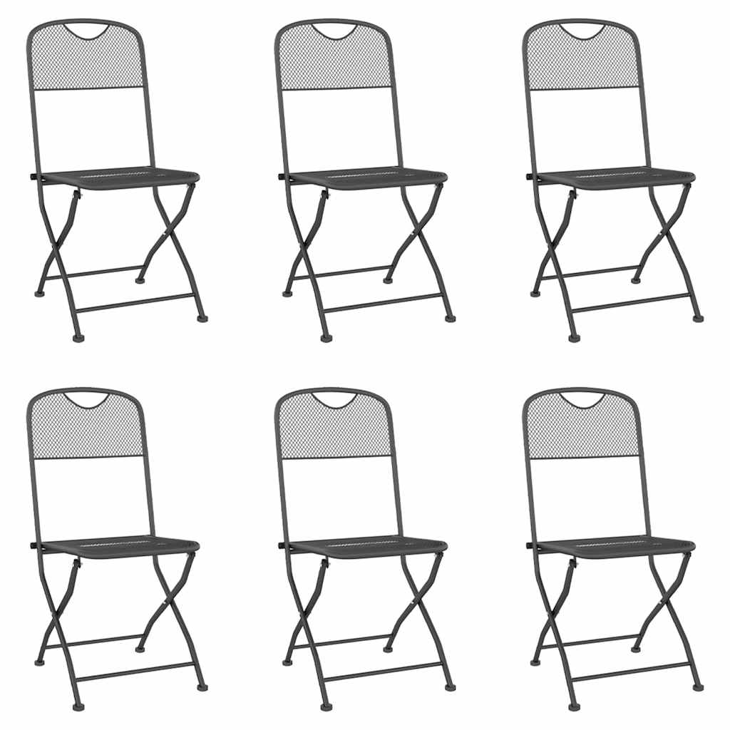 7 Pcs conjunto de jantar para jardim rede de metal antracite
