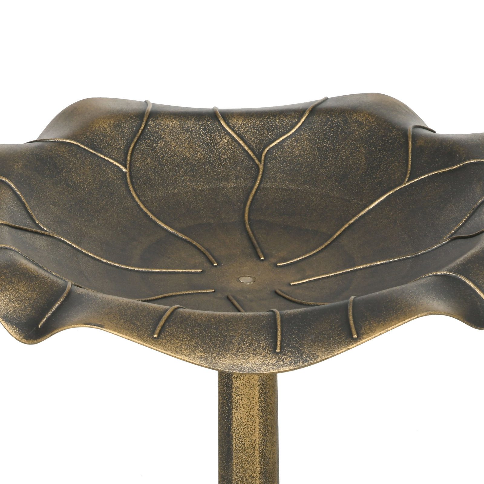 Banho para pássaros de jardim exterior 71 cm com design folha de lótus e acabamento envelhecido leve e resistente bronze