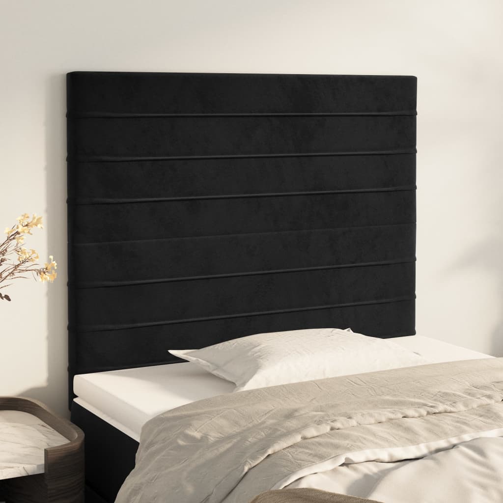 Cabeceira preta 90x5x118/128 cm veludo