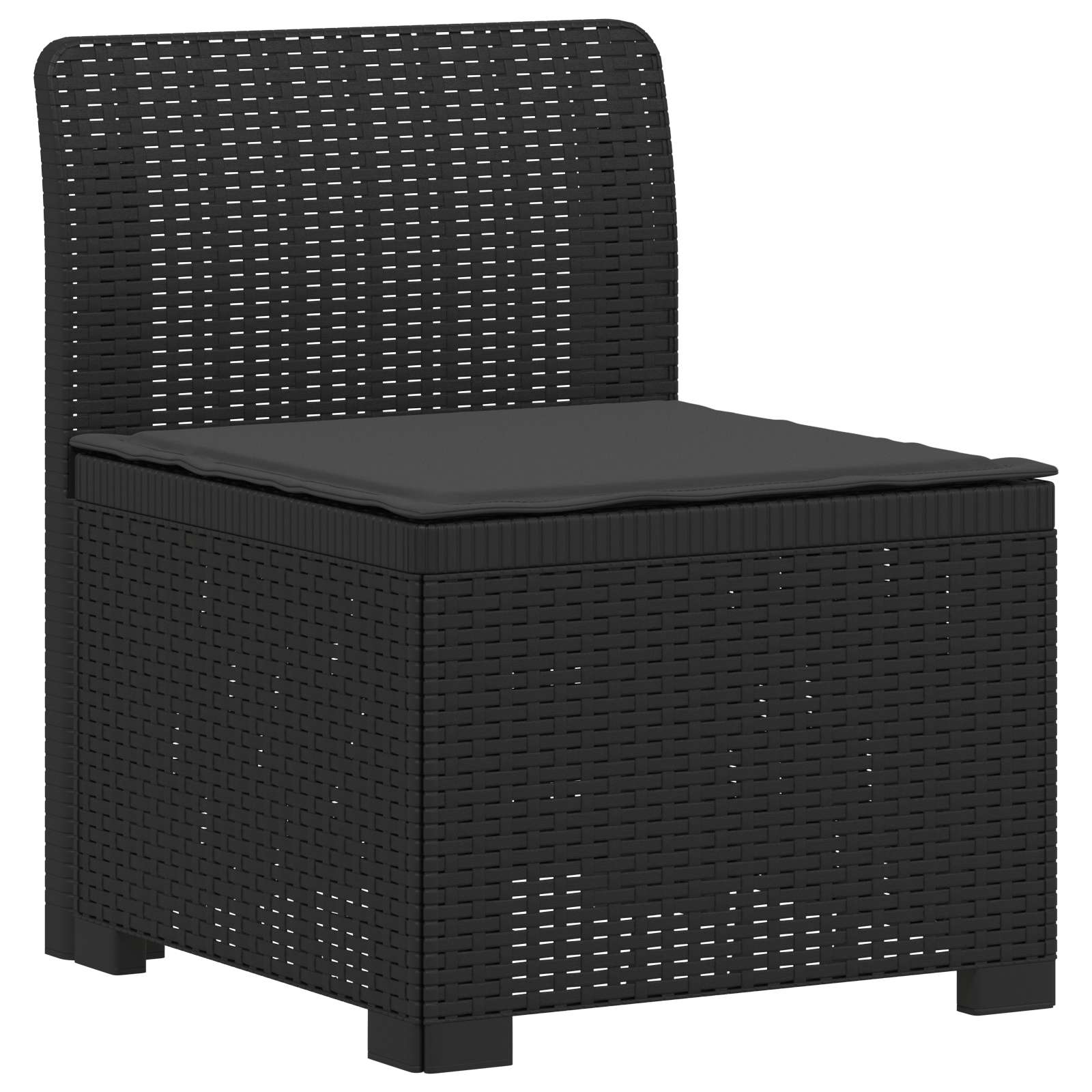 Sofá de jardim 1 lugar com almofada look rattan PP antracite