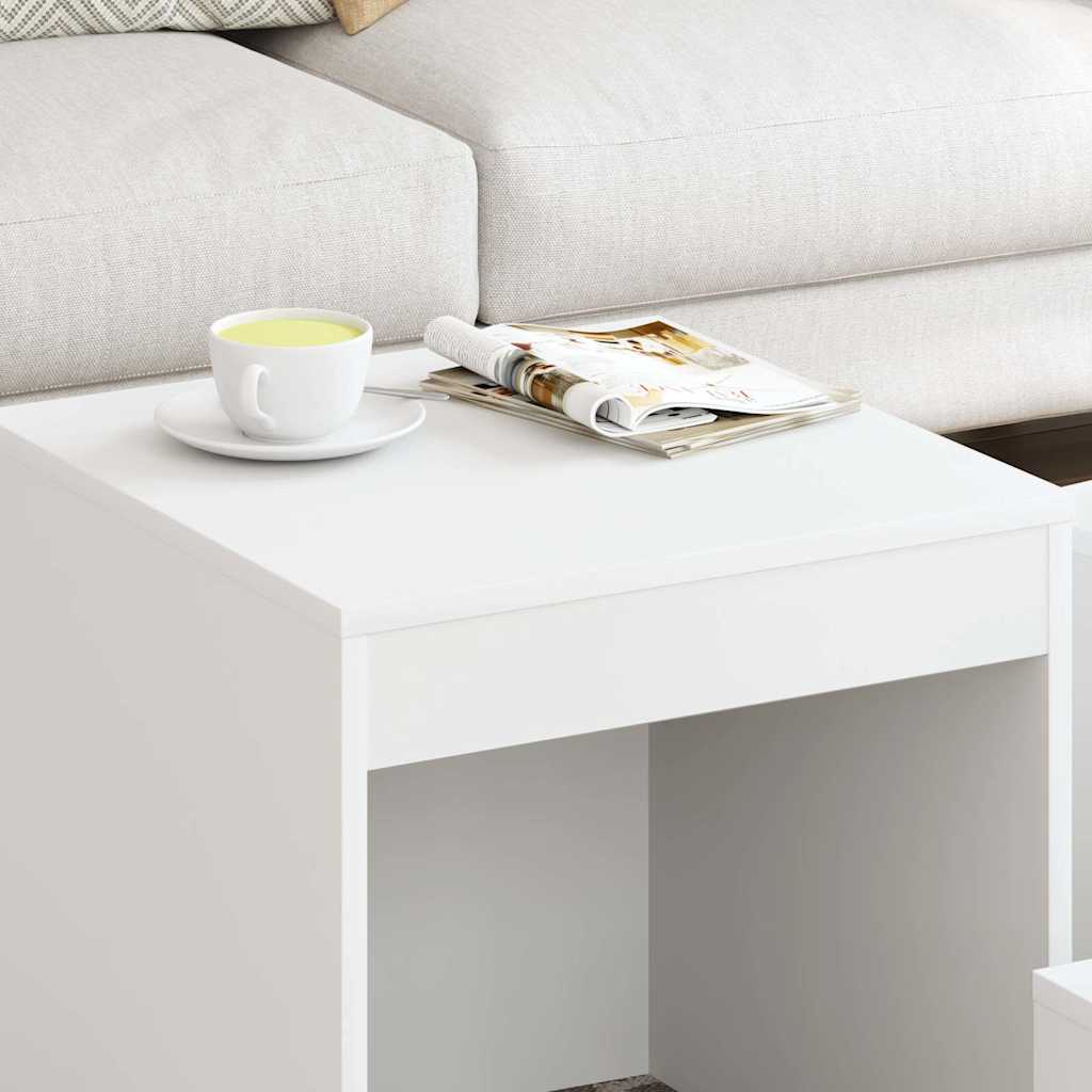 Mesas de encastrar 3 pcs madeira processada branco