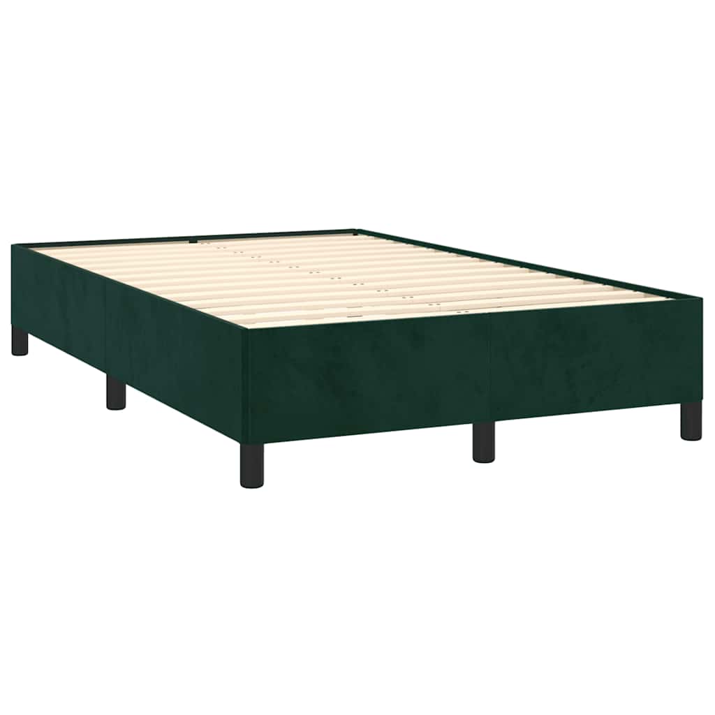 Cama boxspring com colchão 120x190 cm veludo verde-escuro