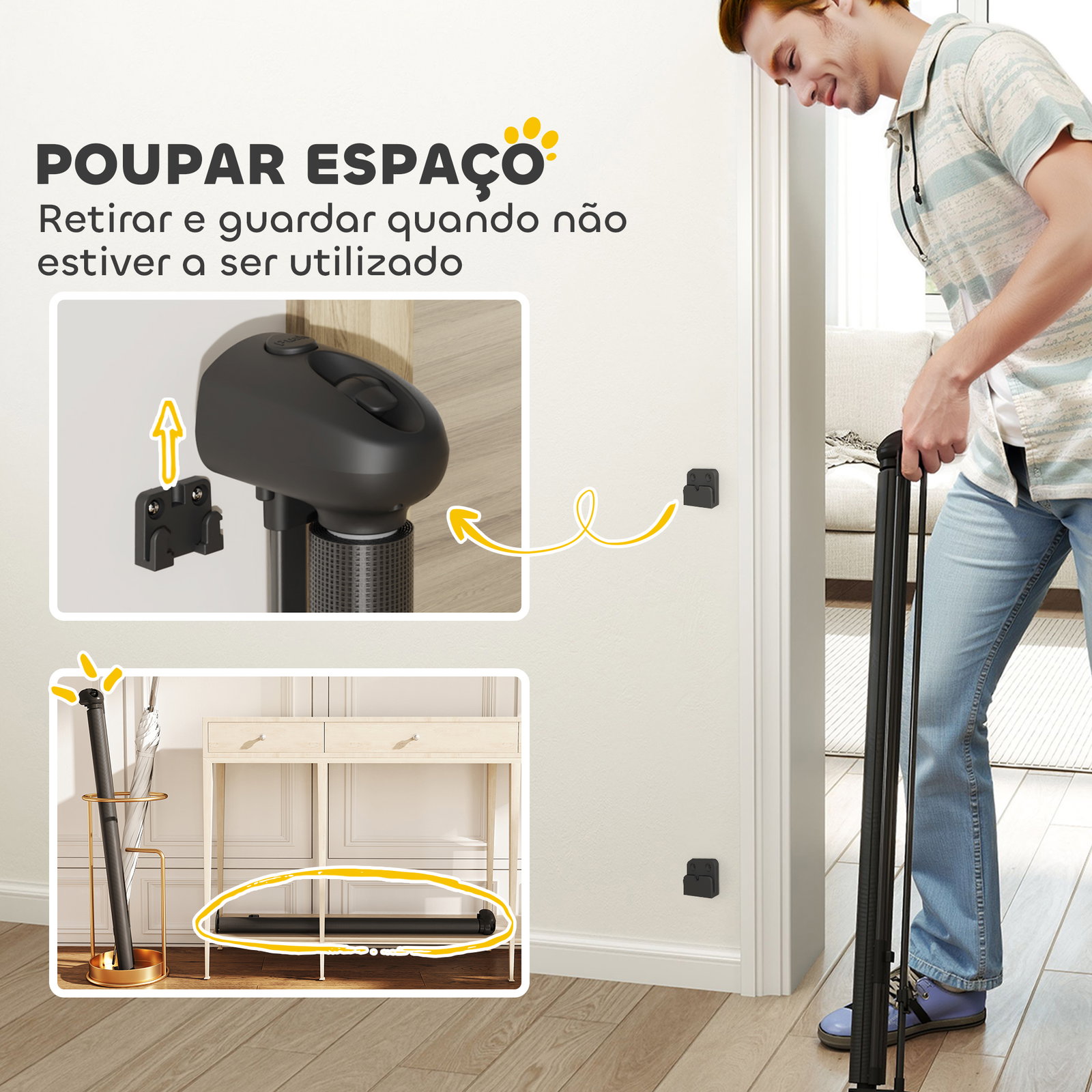 Barreira para cães retrátil 0-144 cm para cães pequenos barreira de segurança para animais de estimação com fecho preto