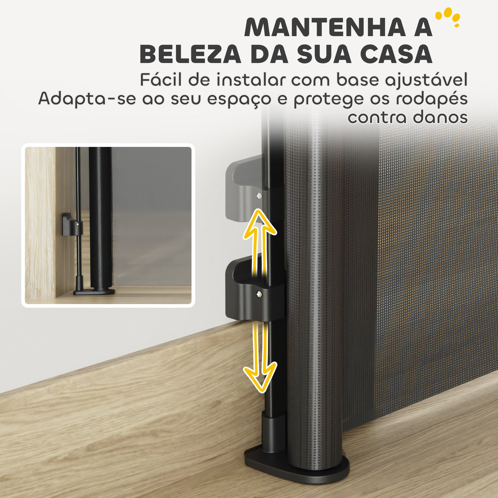 Barreira para cães retrátil 0-144 cm para cães pequenos barreira de segurança para animais de estimação com fecho preto