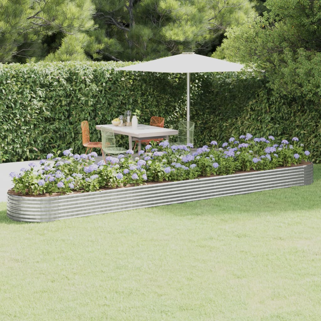 Canteiro elevado jardim 544x100x36 aço galvanizado prateado