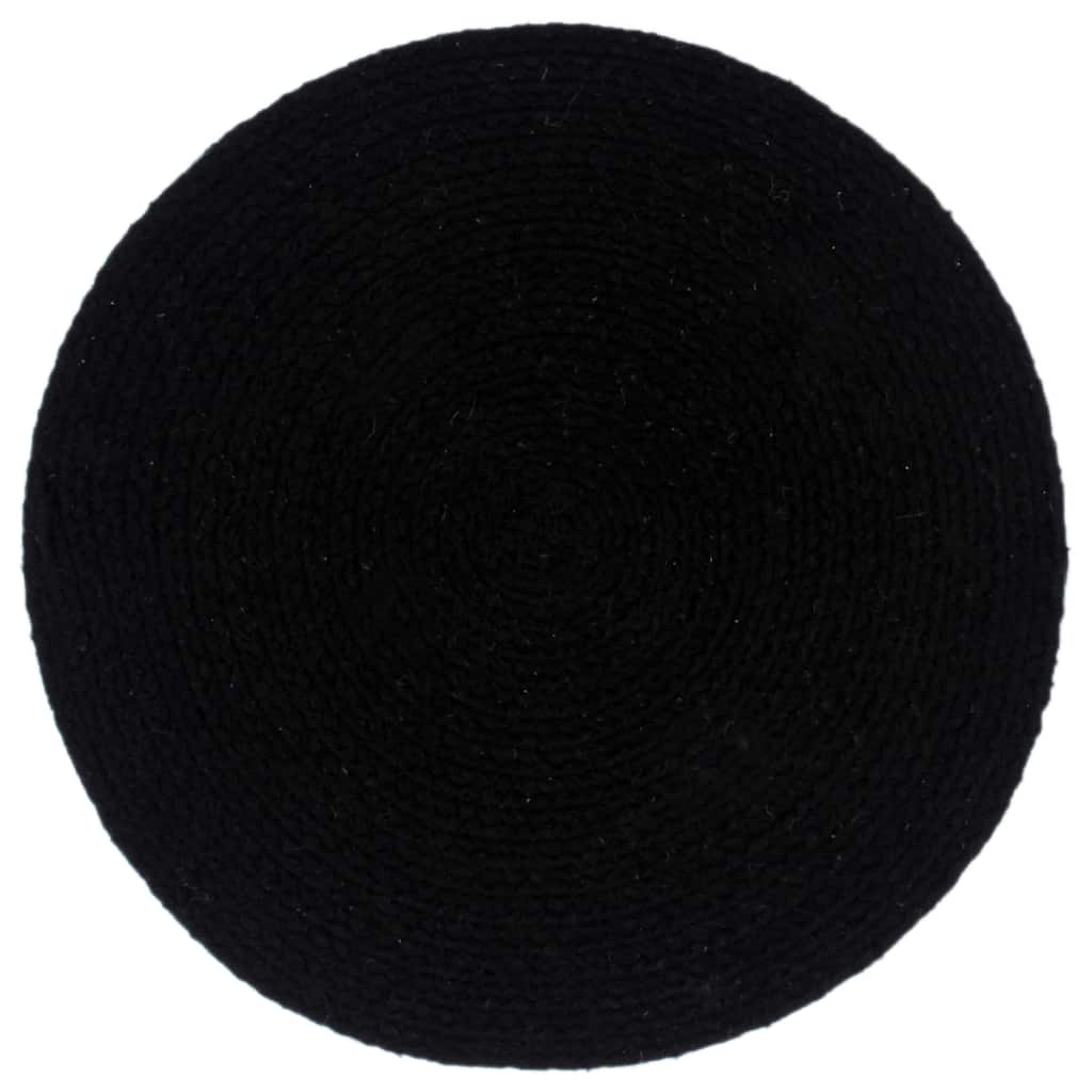 Individuais de mesa 4 pcs em algodão liso 38 cm redondo preto