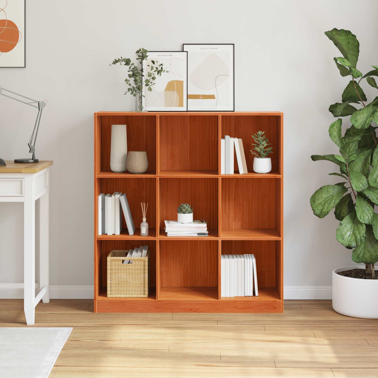 Gabinete de livros marrom cera 104 x 33 x 110 cm