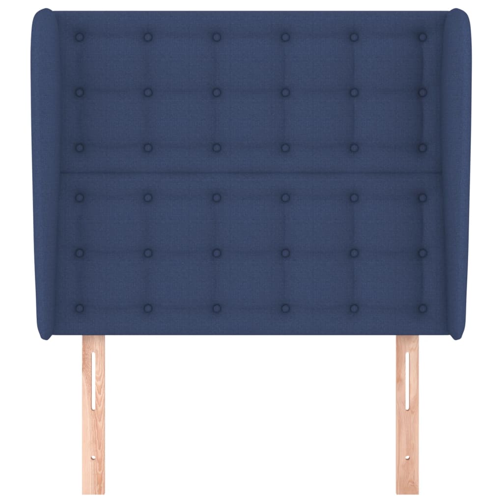 Cabeceira de cama c/ abas tecido 93x23x118/128 cm azul
