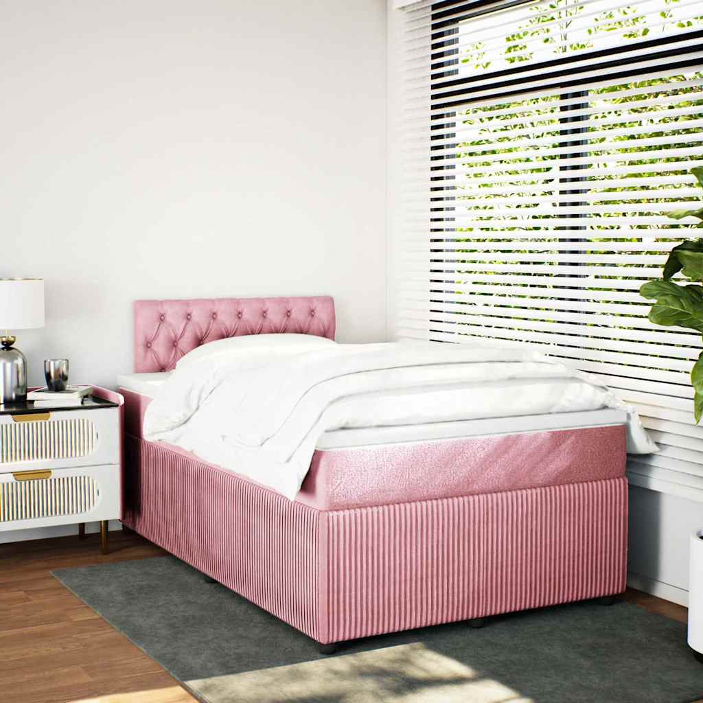 Cama boxspring com colchão 120x190 cm veludo rosa