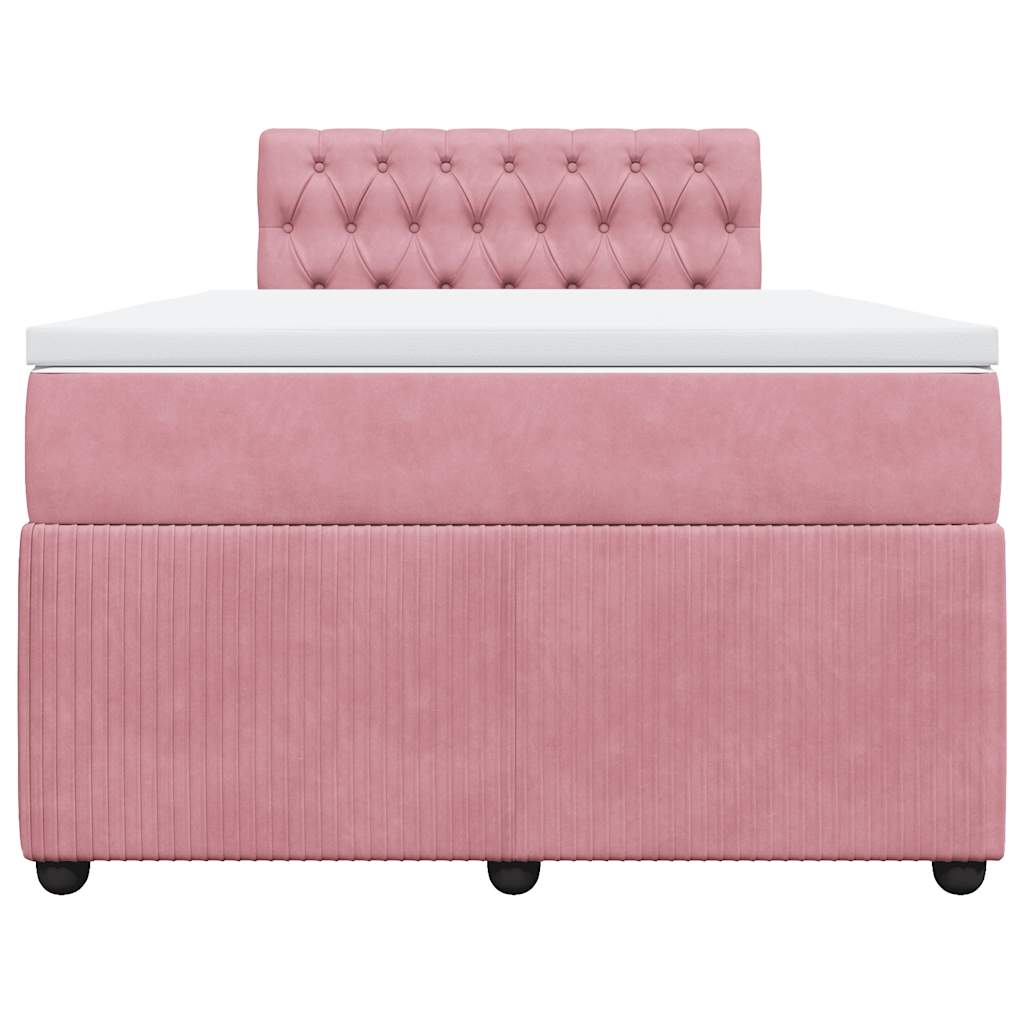 Cama boxspring com colchão 120x190 cm veludo rosa
