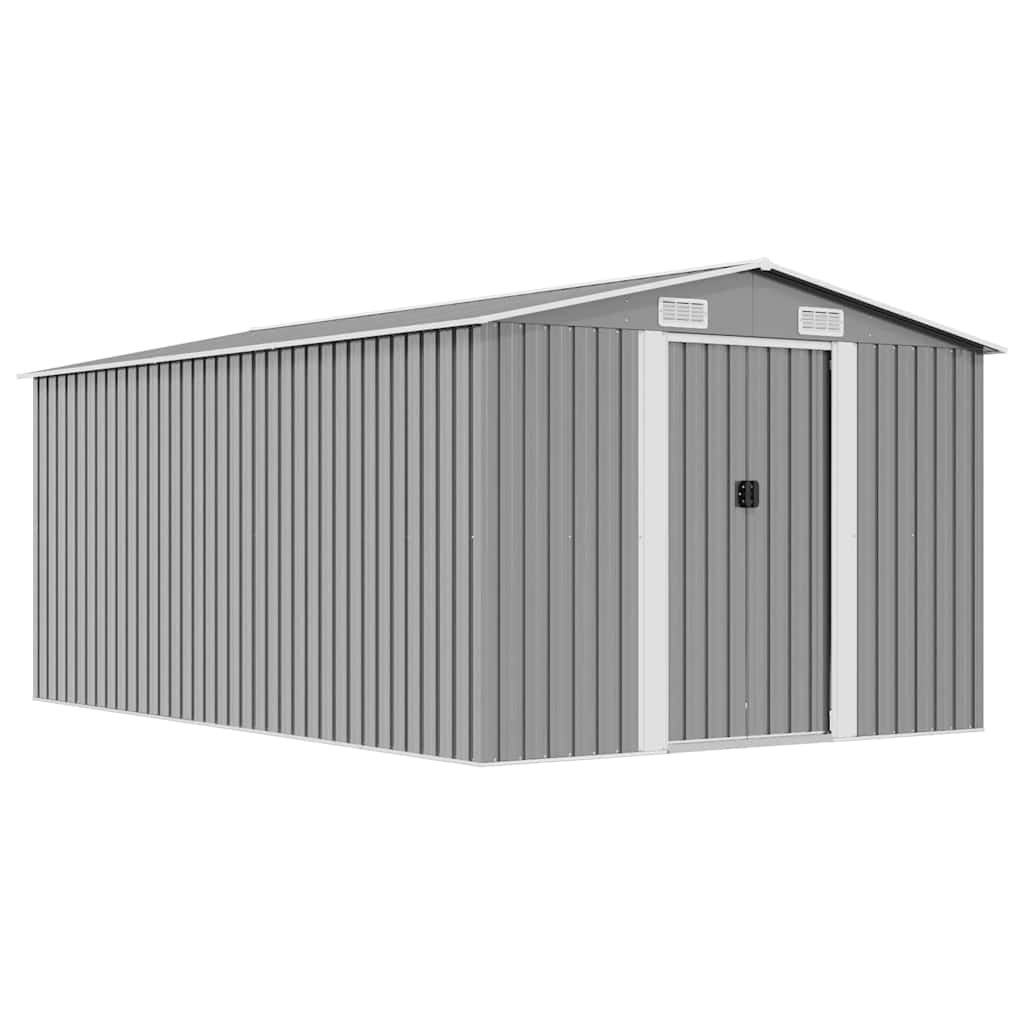 Abrigo de jardim 257x392x181 cm metal cinzento