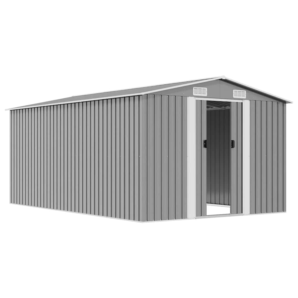 Abrigo de jardim 257x392x181 cm metal cinzento