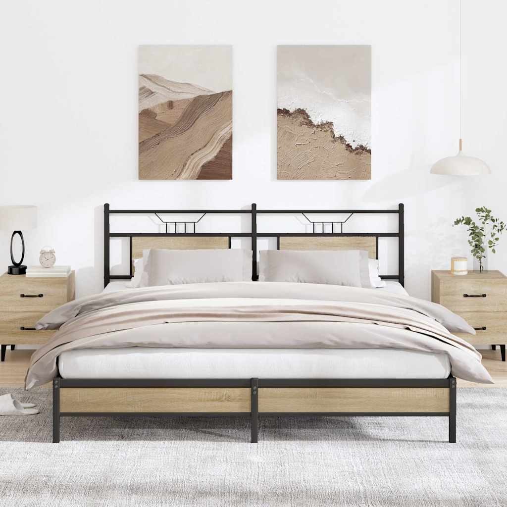 Estrutura de cama sem colchão 183x203 cm carvalho sonoma