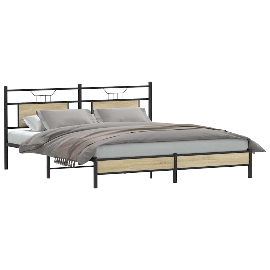 Estrutura de cama sem colchão 183x203 cm carvalho sonoma