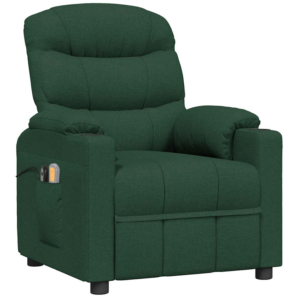 Poltrona de massagens elétrica tecido verde-escuro