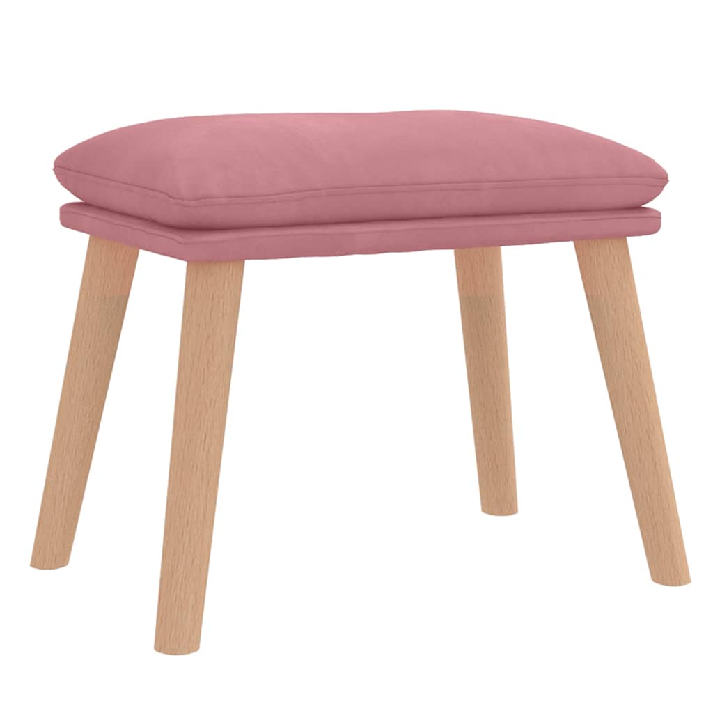 Cadeira de descanso com banco veludo rosa
