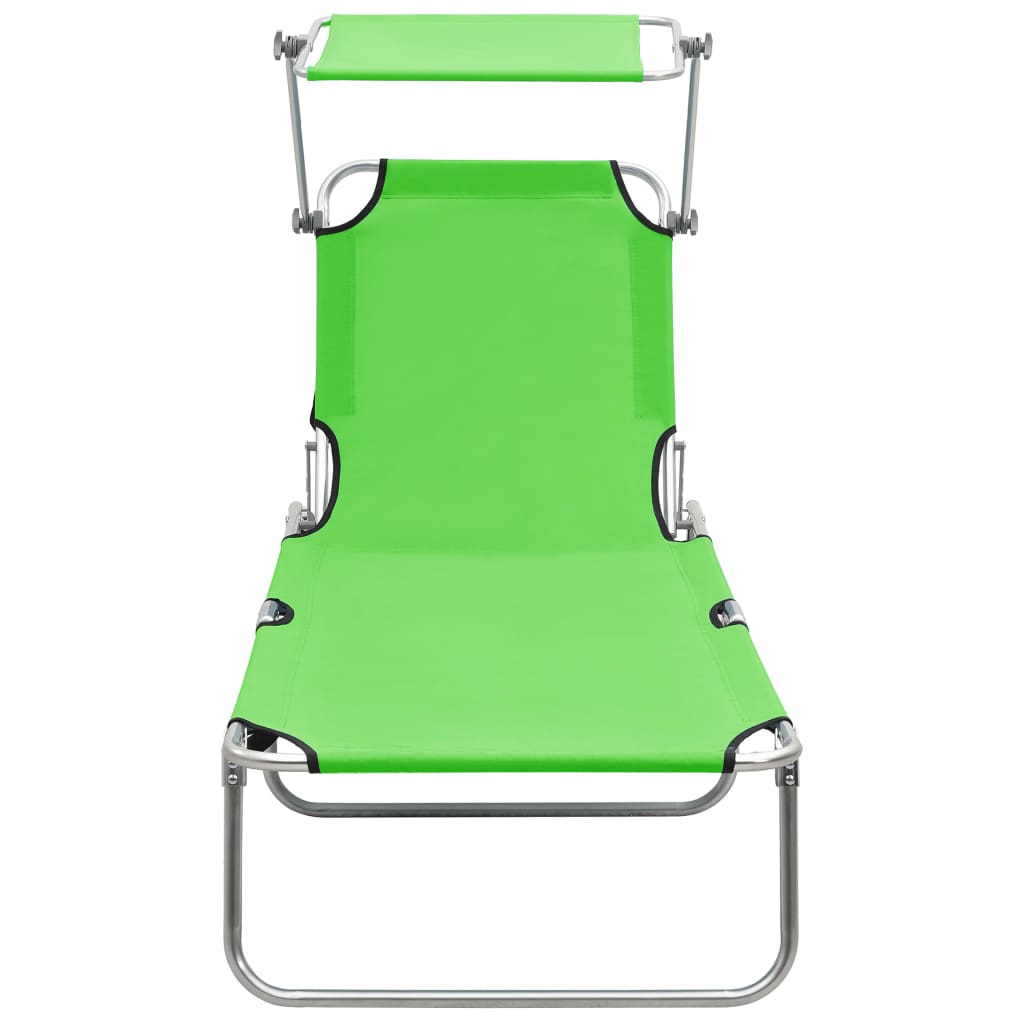 Espreguiçadeira com toldo aço verde-maçã
