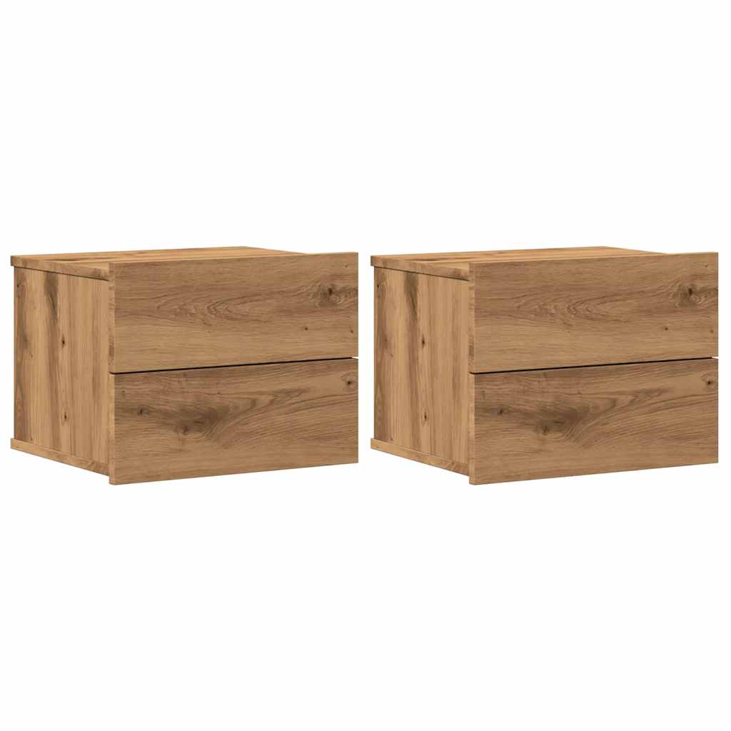 Mesas de cabeceira de parede 2pcs 40x32x30cm carvalho artisiano