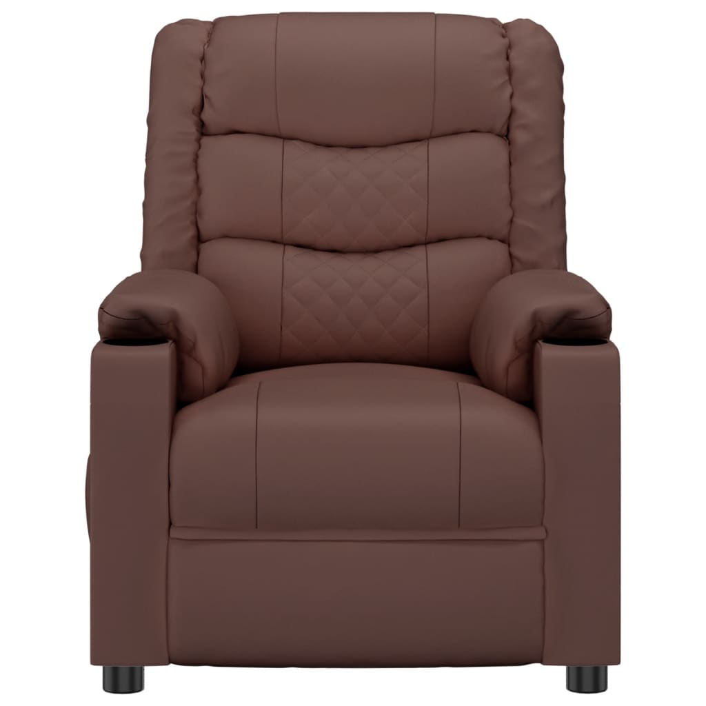 Poltrona reclinável elétrica couro artificial castanho