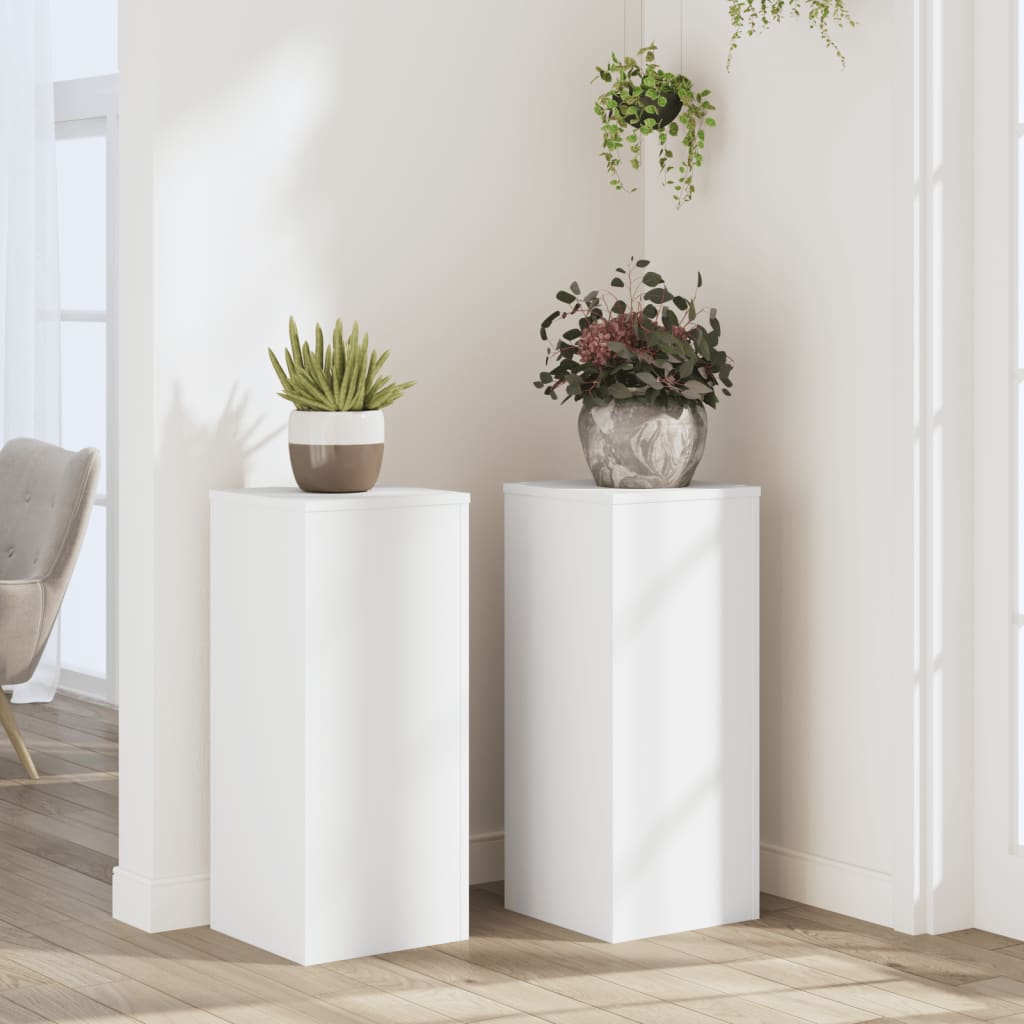 Suportes p/ plantas 2 pcs 30x30x70 cm derivados madeira branco