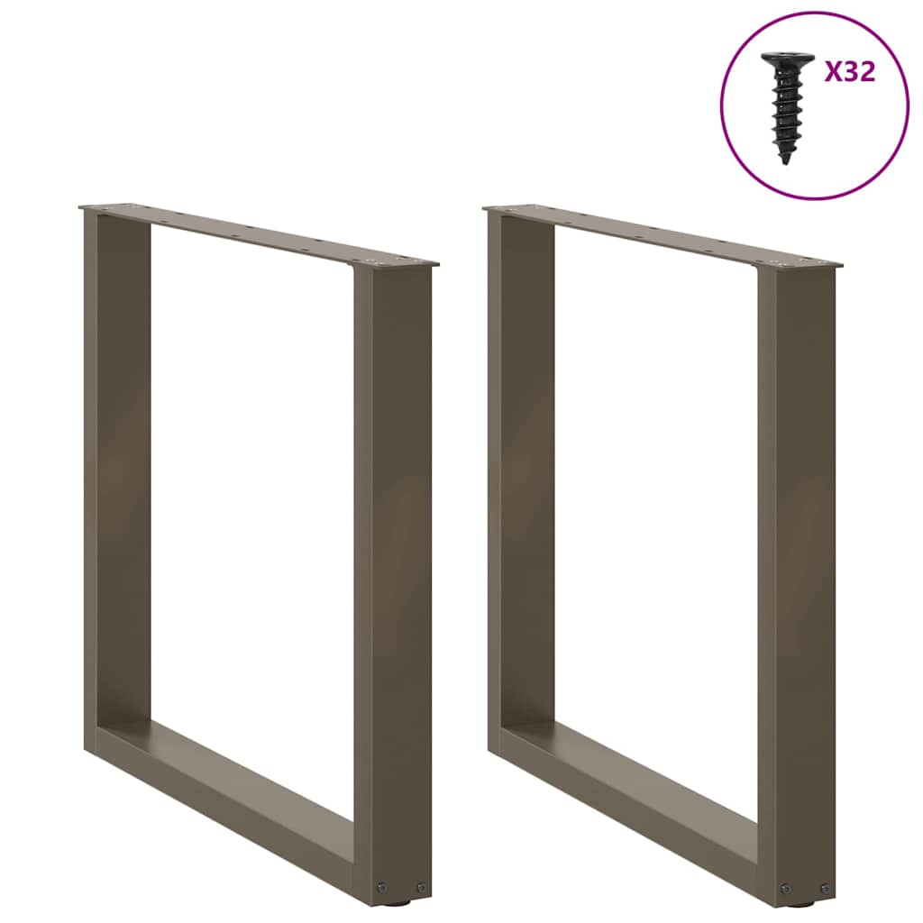 Pés para mesa de jantar em formato de u, 2 peças, aço natural, 90 x (72-73) cm, aço