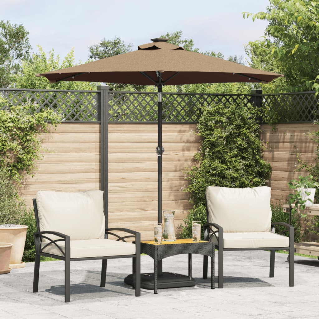 Guarda-sol jardim c/ leds e poste de aço 225x225x212 cm