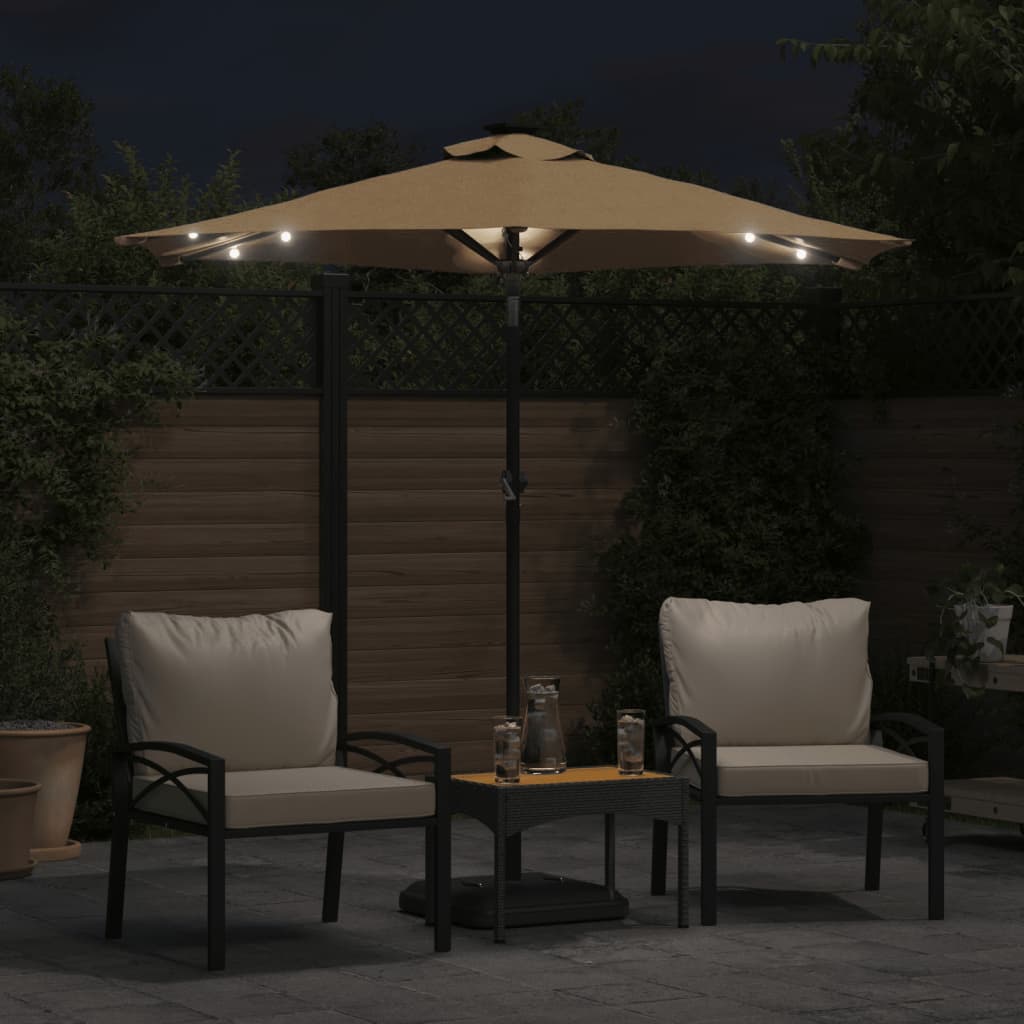 Guarda-sol jardim c/ leds e poste de aço 225x225x212 cm