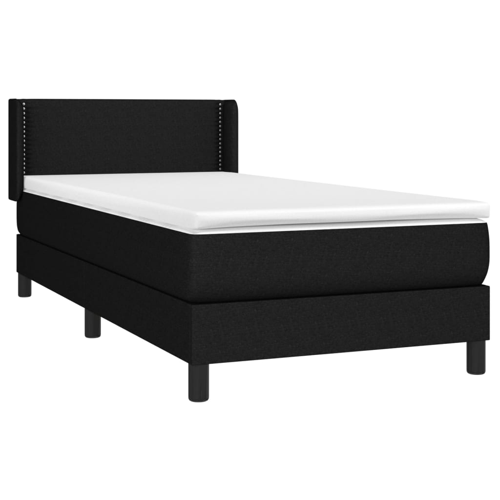 Cama com molas/colchão 90x200 cm tecido preto