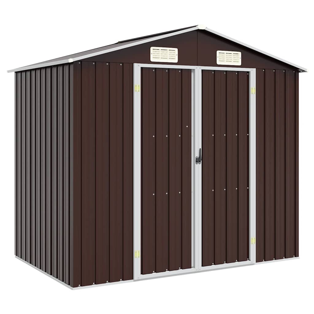 Abrigo de jardim 205x129x183 cm aço galvanizado castanho
