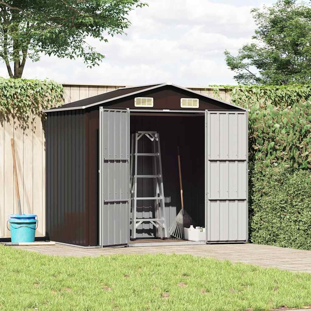 Abrigo de jardim 205x129x183 cm aço galvanizado castanho