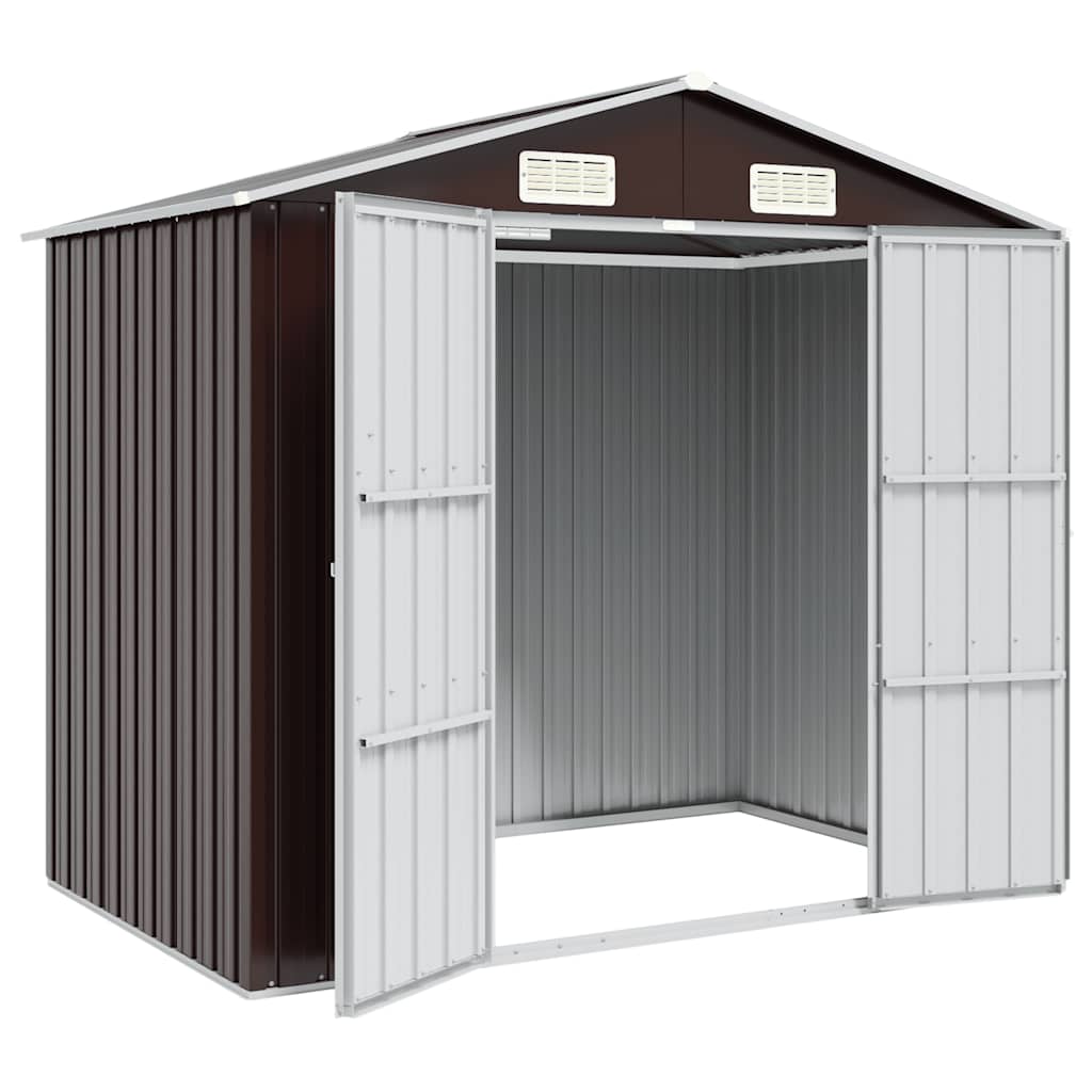 Abrigo de jardim 205x129x183 cm aço galvanizado castanho