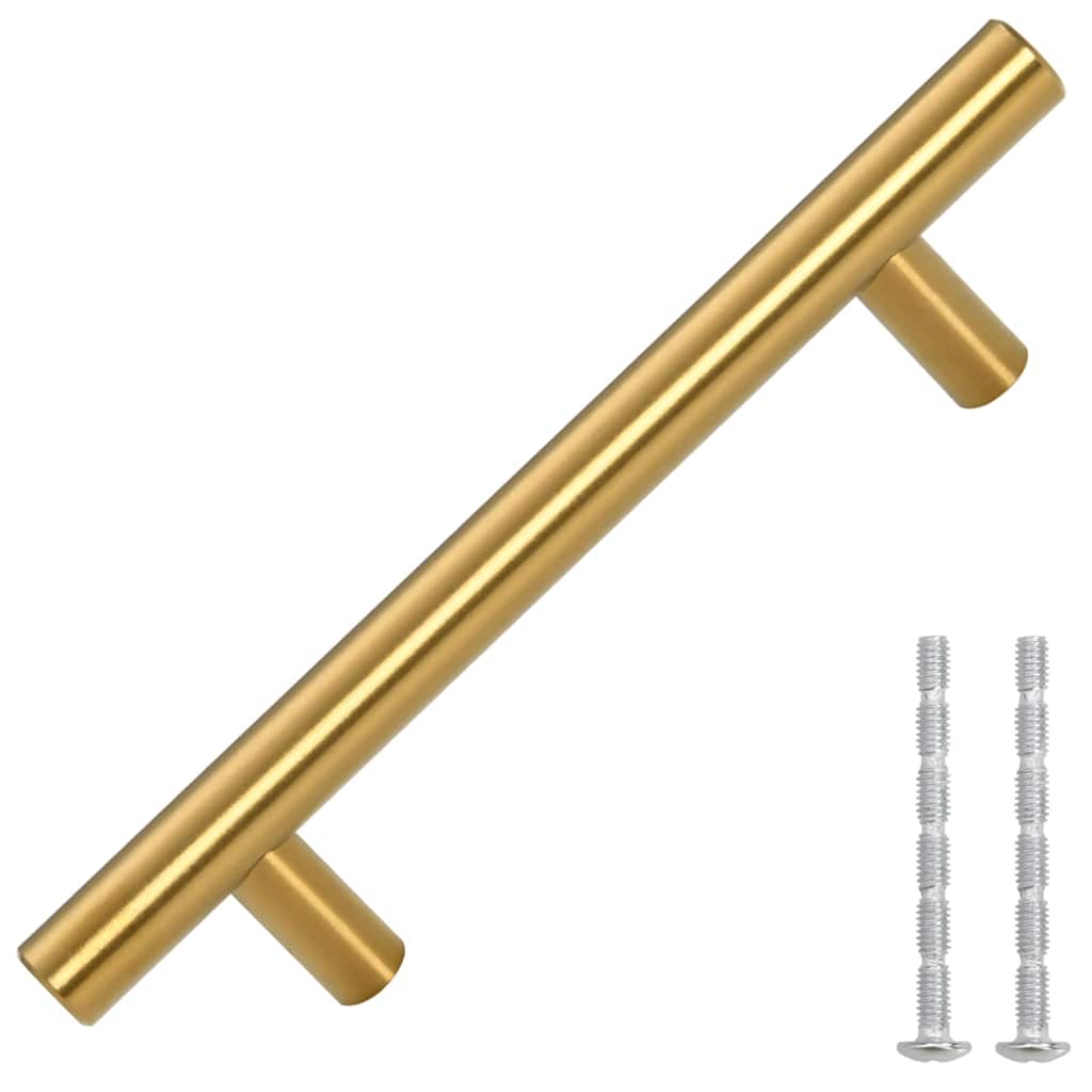 Puxadores para móveis 10 pcs 96 mm aço inoxidável dourado