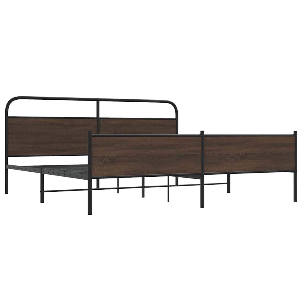 Estrutura cama sem colchão 180x200 cm metal carvalho castanho