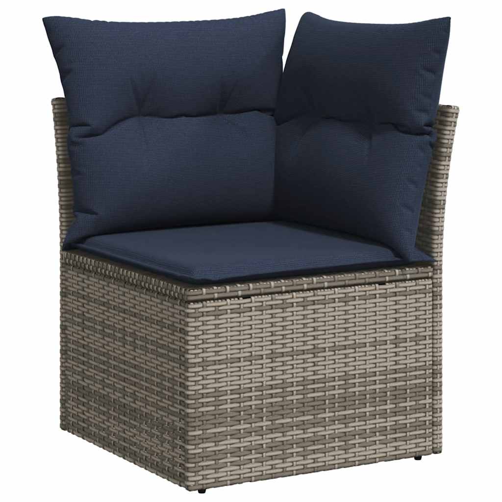 Conjunto de sofá de jardim com 7 peças e almofadas em rattan sintético cinza