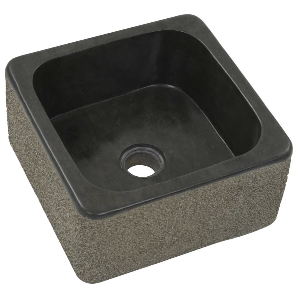 Lavatório 30x30x15 cm pedra natural do rio preto