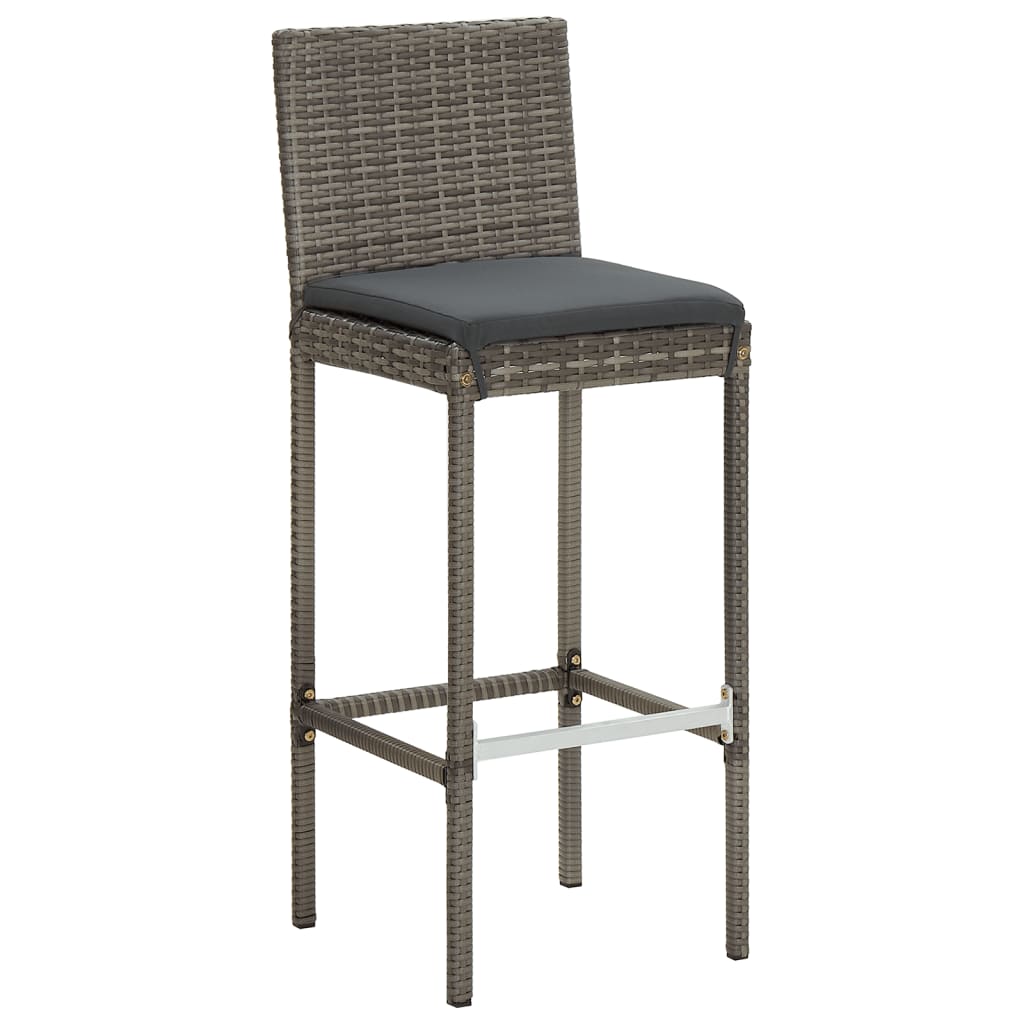 5 Pcs conjunto de bar p/ jardim acácia maciça/vime PE cinzento