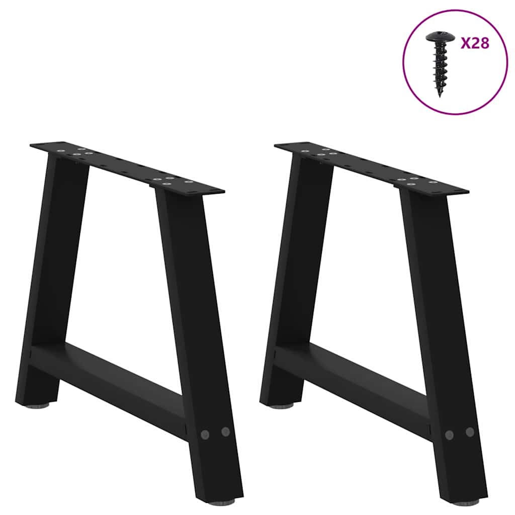 Pés para mesa de centro em formato a, 2 peças, preto, 60x (42-43) cm, aço