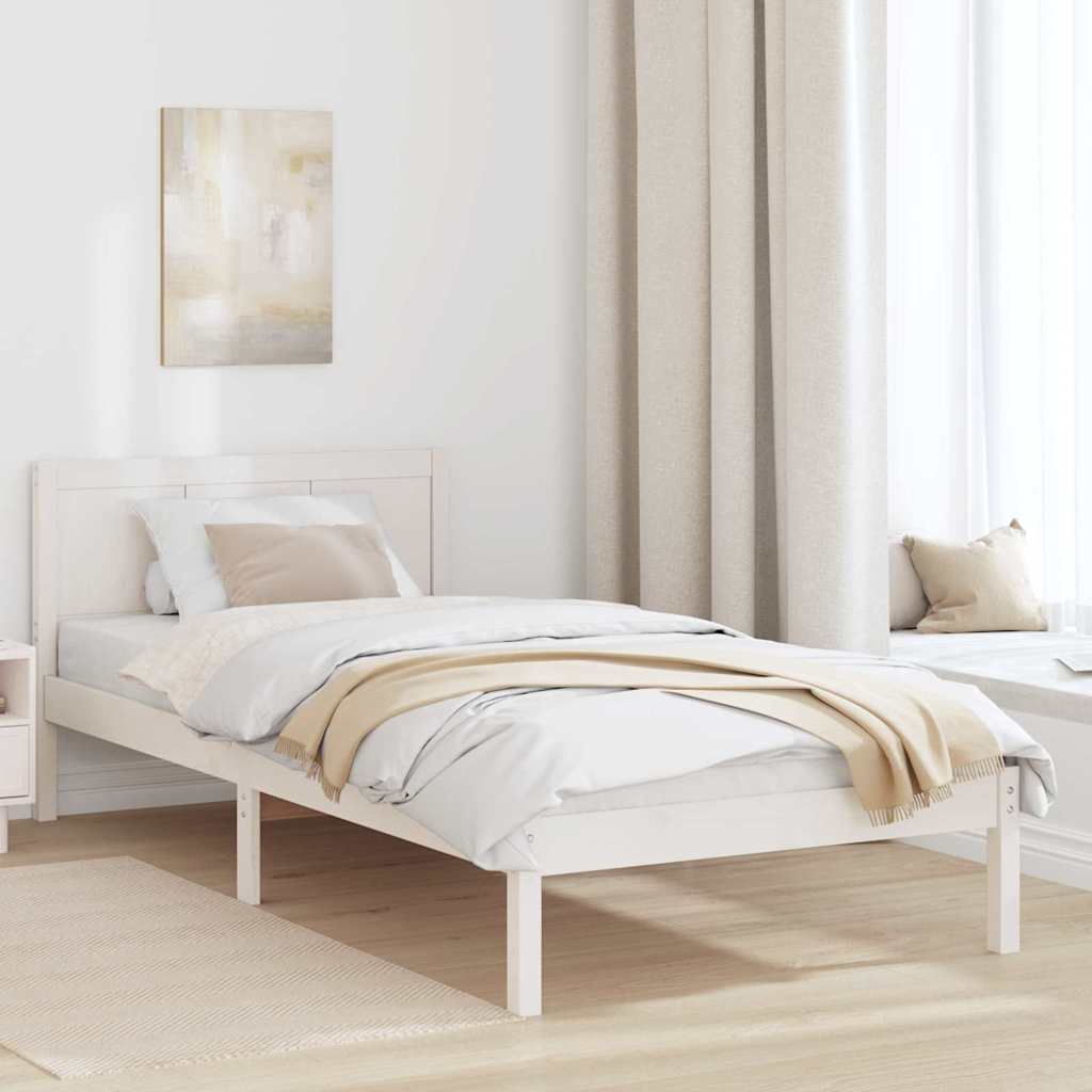 Estrutura da cama branco 75 x 190 cm madeira de pinho maciça