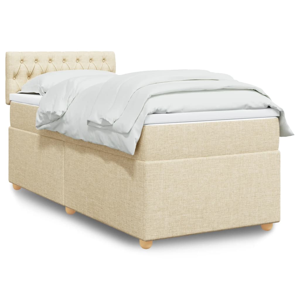 Cama com molas/colchão 90x190 cm tecido cor creme