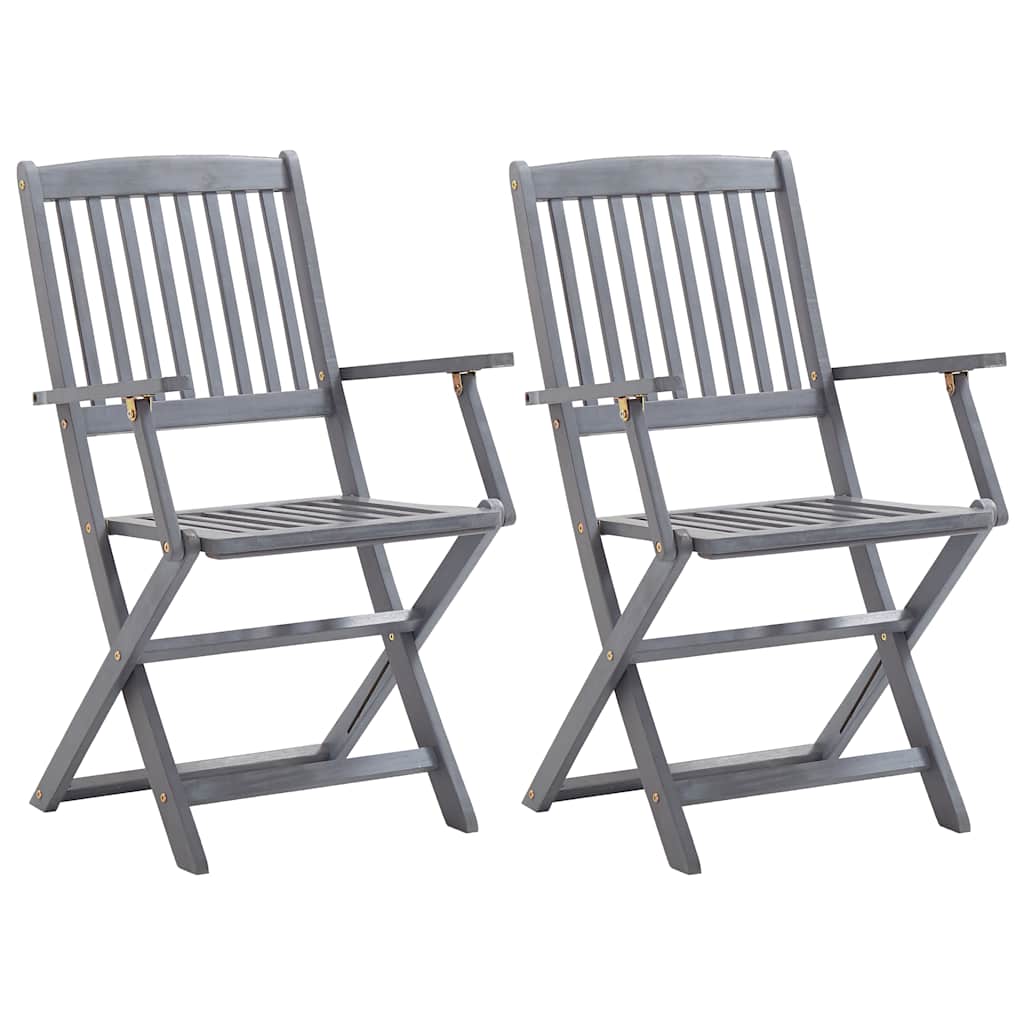 Cadeiras exterior dobráveis c/ almofadões 2 pcs acácia maciça