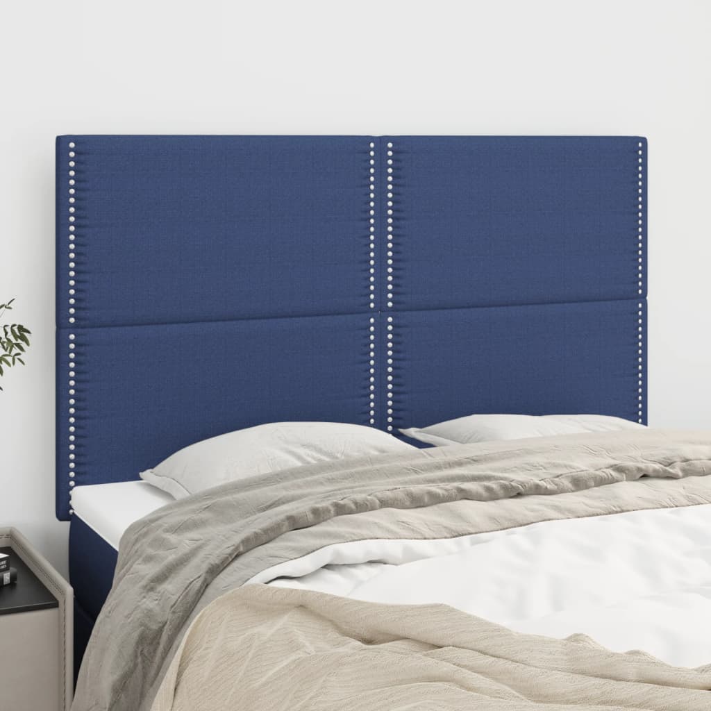 Cabeceira azul 144x5x118/128 cm tecido