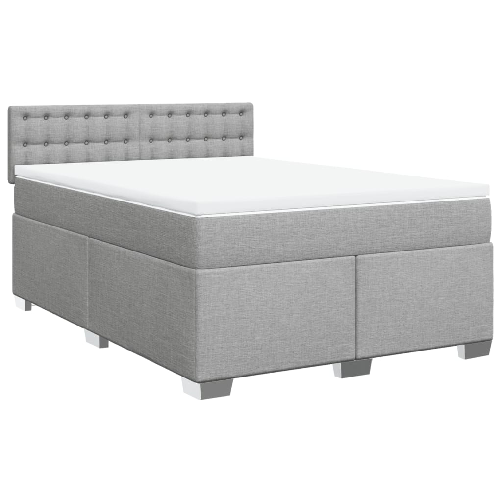 Cama com molas/colchão 140x190 cm tecido cinzento-claro