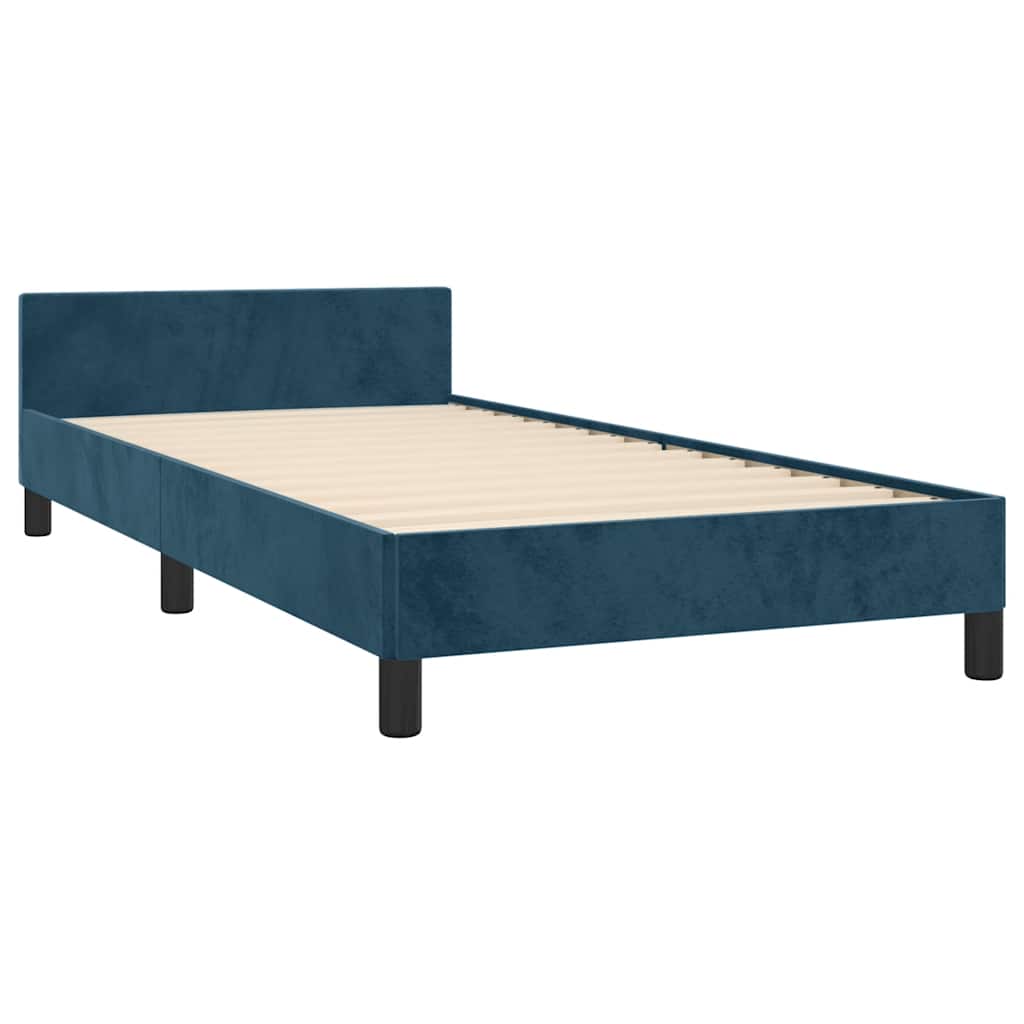 Estrutura de cama sem colchão 80x200 cm veludo azul-escuro