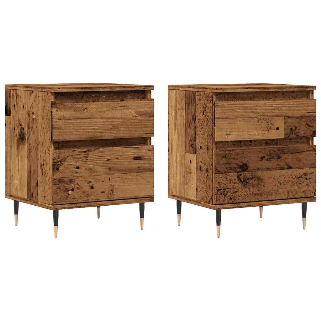 Mesas cabeceira 2pcs 40x35x50cm derivados madeira madeira velha