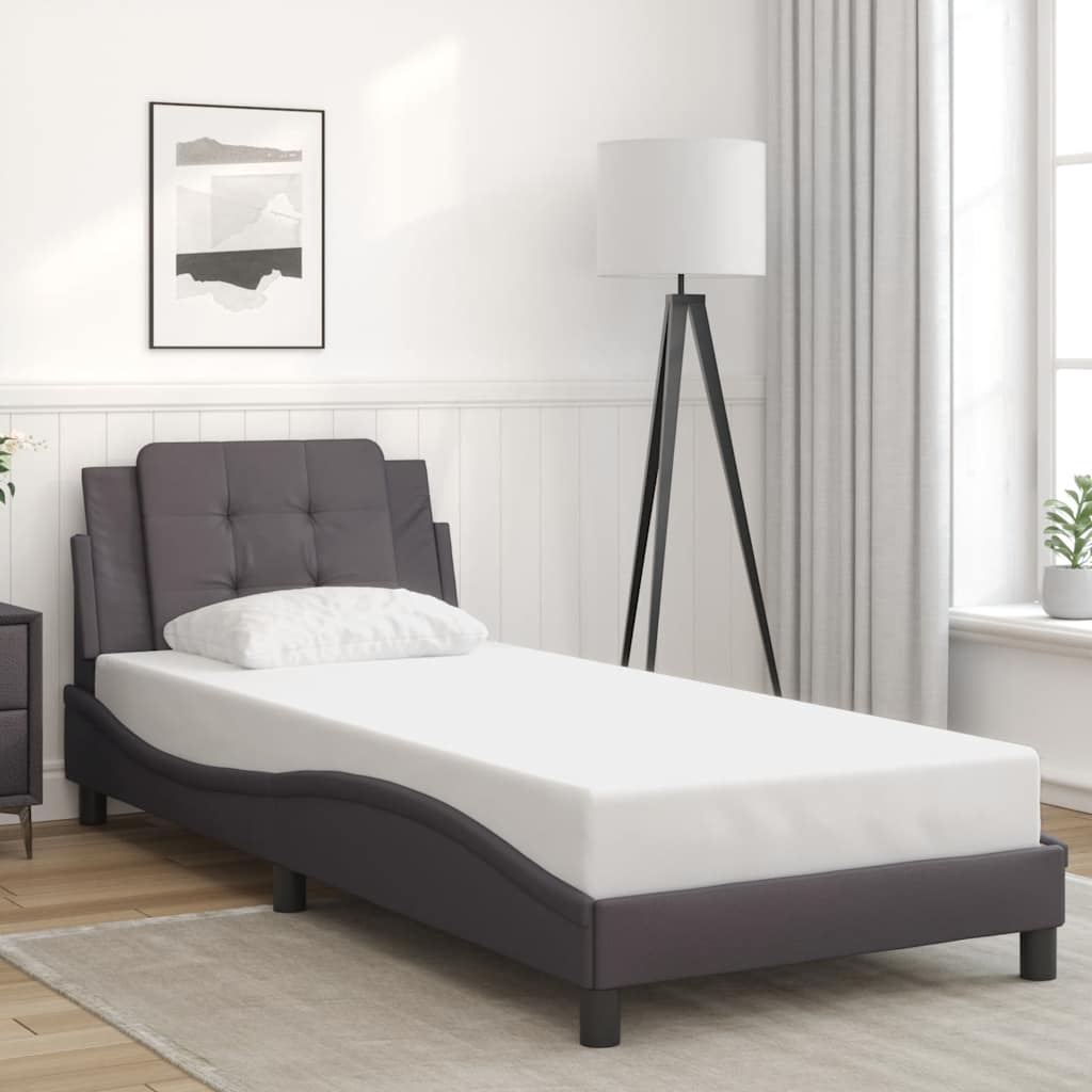 Estrutura de cama sem colchão zadar 90x200 cm couro artificial cinzento