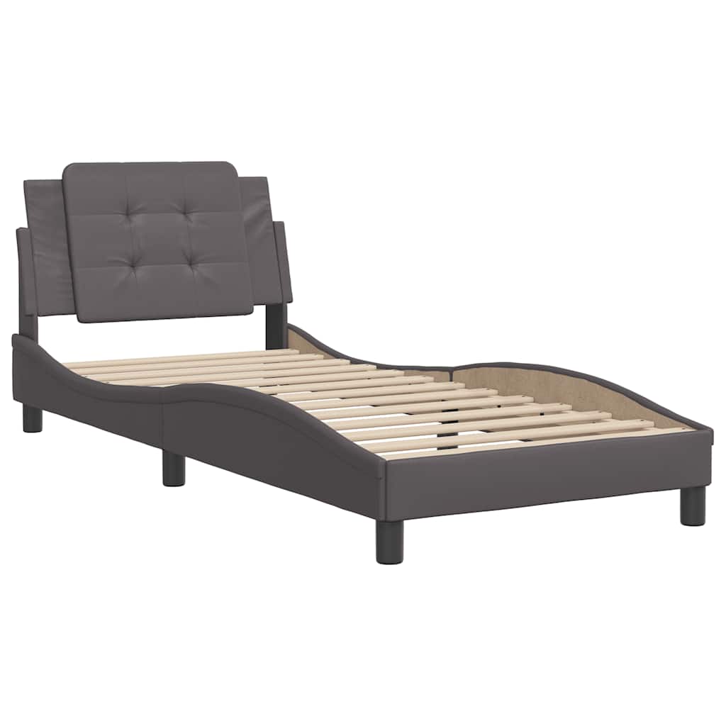 Estrutura de cama sem colchão zadar 90x200 cm couro artificial cinzento