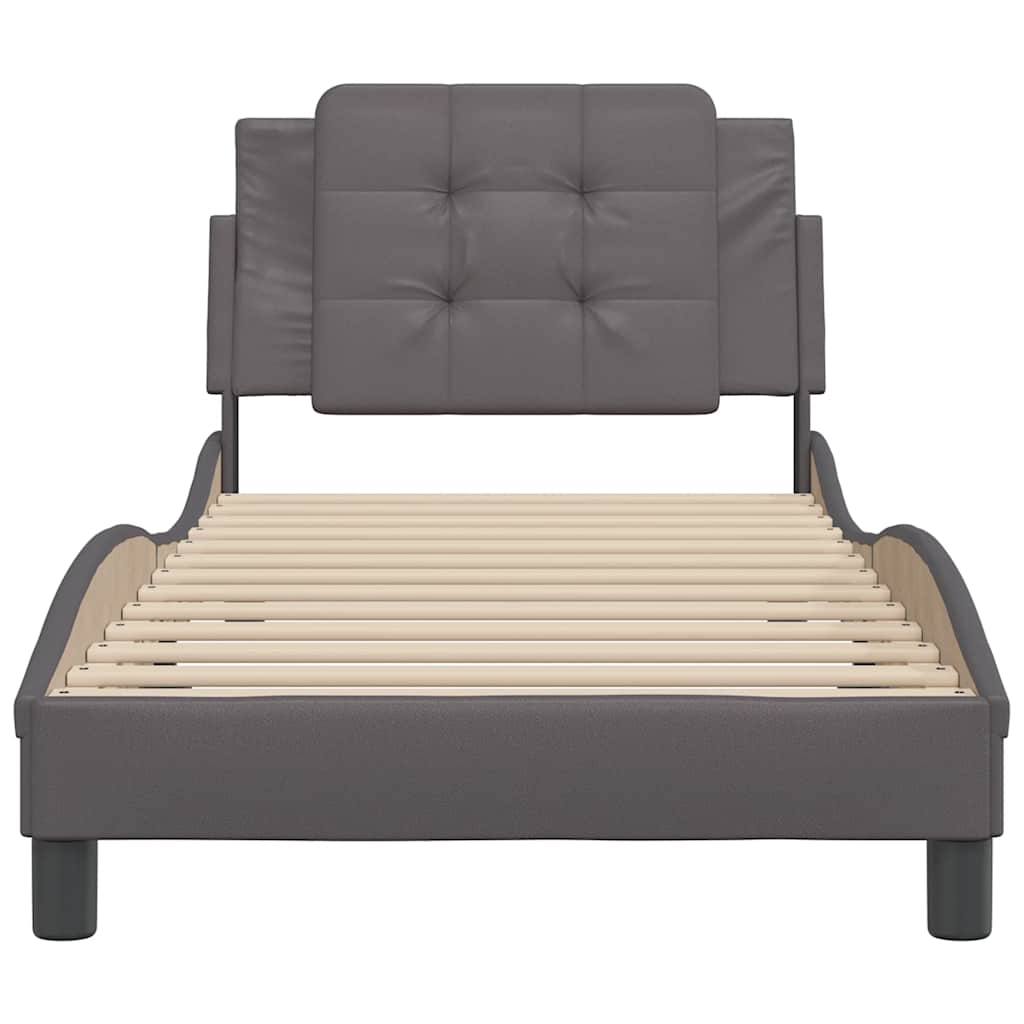 Estrutura de cama sem colchão zadar 90x200 cm couro artificial cinzento