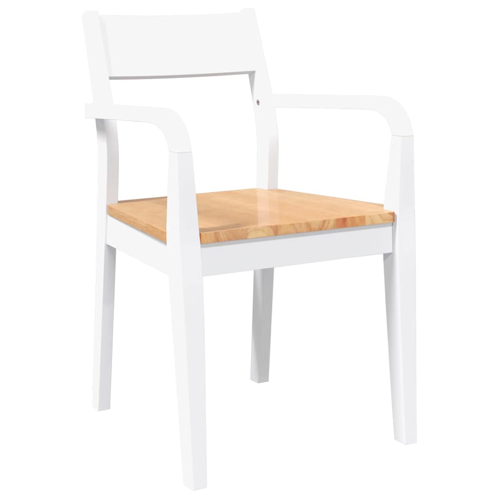 Cadeiras de jantar 2 pcs madeira de seringueira maciça branco